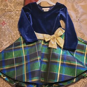 Bonnie Jean Blue Velvet Hipster Dress Sz 3T